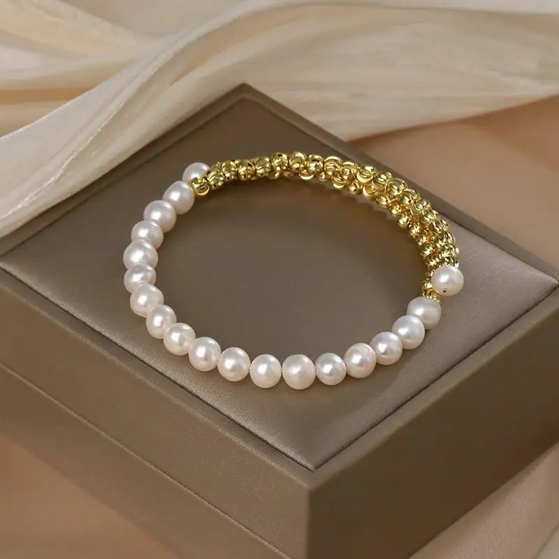

Pearl & Gold Bead Bracelet – Timeless Elegance with Modern Charm