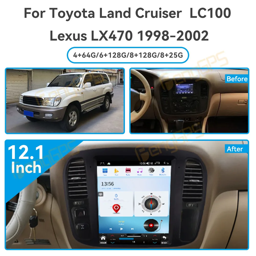 For Toyota Land Cruiser 100 LC100/Lexus LX470 1992-2002 Android Car Radio 2Din Stereo Receiver Autoradio Multimedia Player GPS