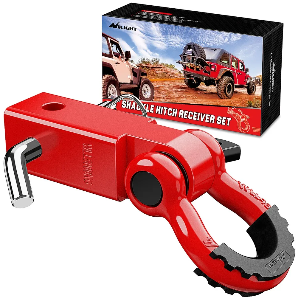 

Nilight Shackle Hitch Receiver Off-Road 3/4" D Ring w/Trailer Pin 2Inch Heavy Duty Solid Recovery Towing Kit for Trucks Jeeps