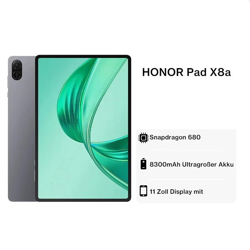 HONOR Pad X8a 11 Pollici 90Hz Eye Protection Display WIFI 8300mAh Batteria Tablet, 4 Altoparlanti,  Android 14, Space Gray