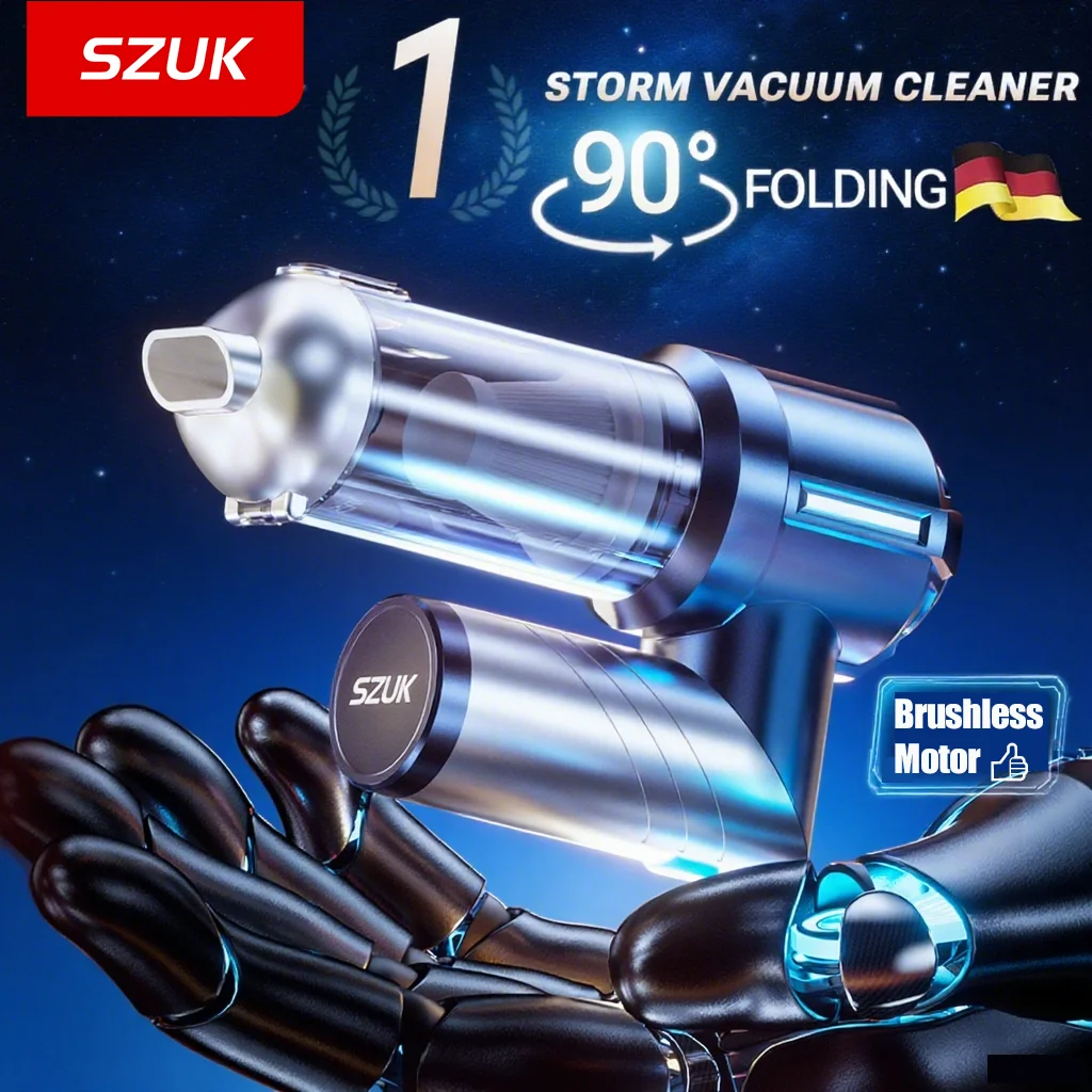 SZUK C013 Foldable Car Vacuum Cleaner Powerful Air Blower HandHeld Cleaning Machine Strong Suction Portable Wireless Cleaner