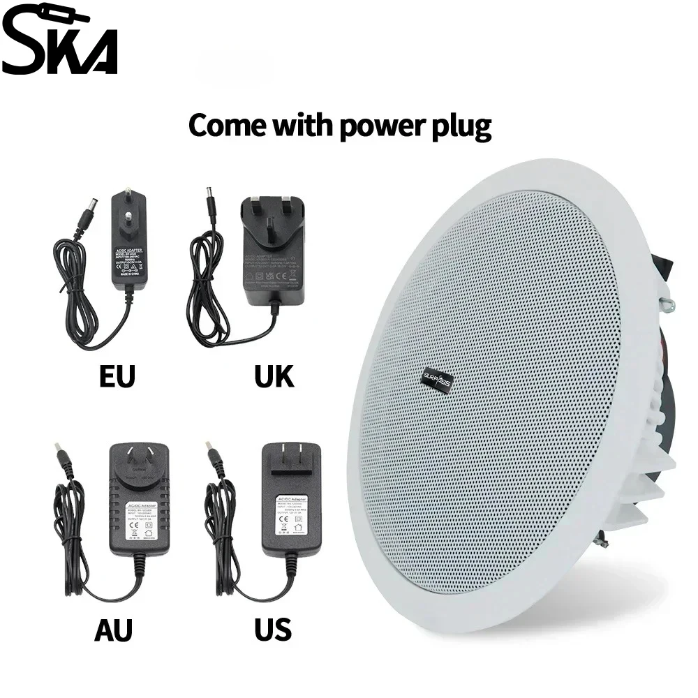 6-calowy głośnik o mocy 20 W. Połączenie z Iphone'em. Głośniki sufitowe Bluetooth. Odporny na wilgoć domowy system audio dla domowego biura hotelowego