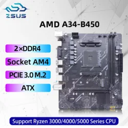 AMD ZSUS-B450Mマザーボード,デュアルチャネル,ddr4メモリ,m.2,nvme,pcie 3.0,am4,atx,ryzen 4000, 5000, 5000g cpuをサポート