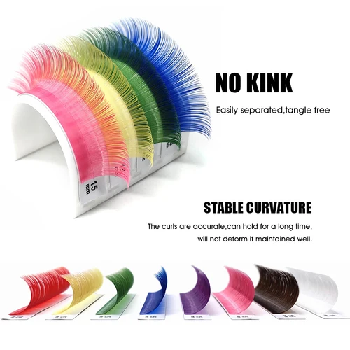 Imagen 2 del producto MASSCAKU-extensión de pestañas clásica y colorida, 16 líneas, pestañas postizas individuales profesionales, longitud mixta, suministros de pestañas de colores