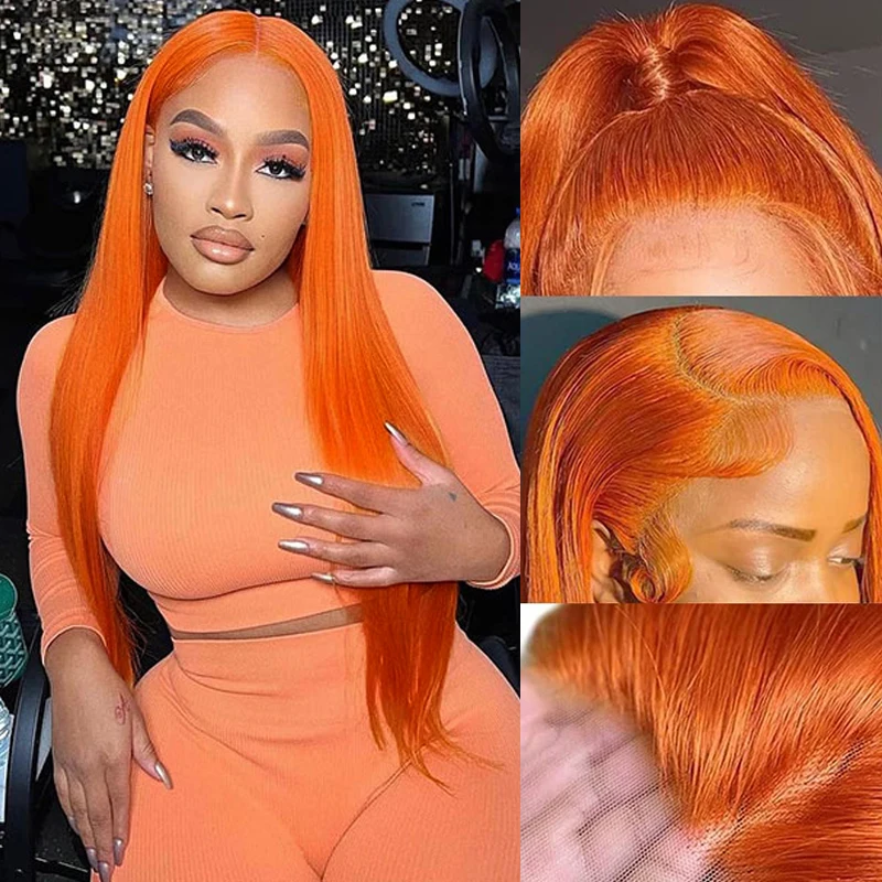 Ginger Orange #350 Colored 13x4 Lace Front Wigs Human Hair For Women Straight Brazilian Hair 13x6 Lace Frontal Wig Pre Plucked