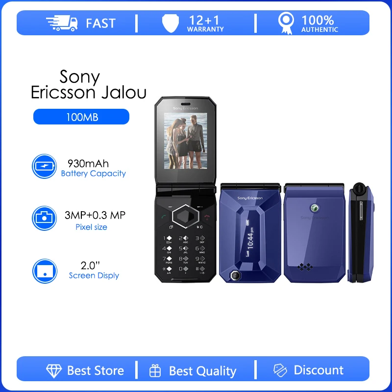 Sony Ericsson F100 ricondizionato-originale Jalou F100 Flip phone 2.0 pollici 3.0MP fotocamera FM spedizione gratuita