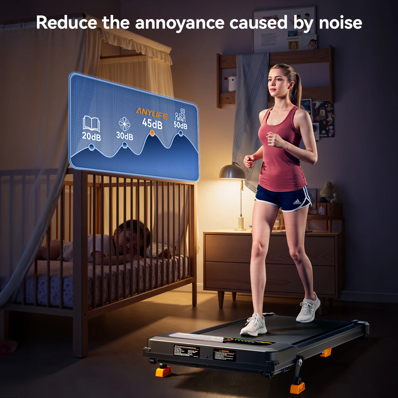 ANYLIFE 2-in-1 Under Desk Walking Pad Treadmill, 10% Incline Portable Walking Treadmill for Home & Office, 150KG Capacity, Quiet 2.5HP Motor, LED Display & Remote Control