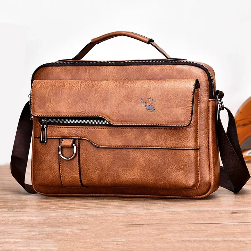 Weixier Men Shoulder Bag for 9.7 Ipad Men PU Leather Flaps Men's Crossbody Bag Business Flap Male Solid Messenger Bag Travel Bag — zdjęcie 2