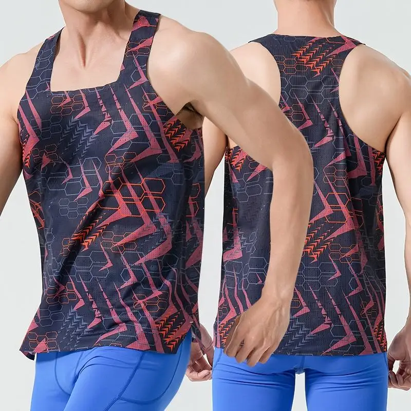 Men's Ice Silk Running Vest Ultra Lightweight Breathable Quick Dry Marathon Tank Top Sleeveless Sports Jersey