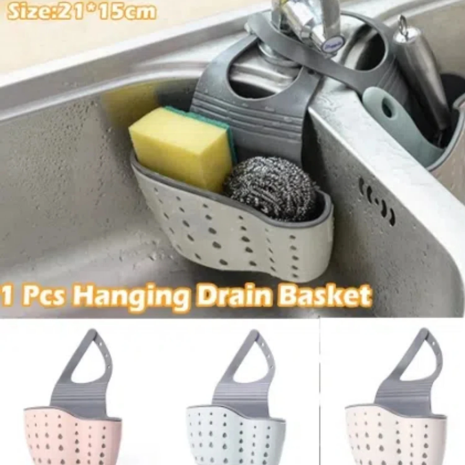 Kitchen Storage Drain Baskets Soap Sponge Holder Kitchen Sink Holder Adjustable Sponge Shelf Hanging Drain Baskets Kitchen Tools