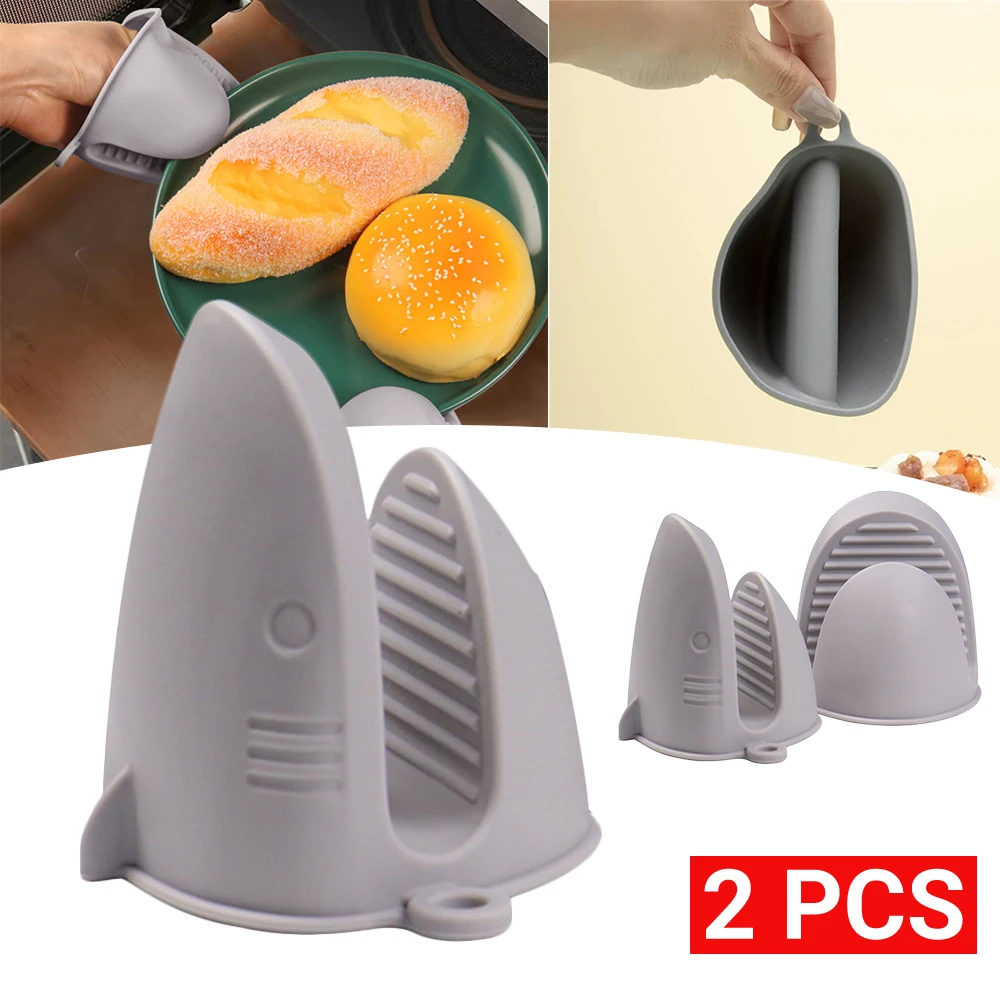 PAIR OF GREY SILICONE MINI MITT GRIPS HEAT RESISTANT POT HOLDER MITTS KITCHEN