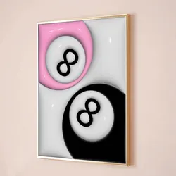 1pc Number 8 Pool Ball Preppy Art Trendy Poster Y2K Retro Aesthetic Canvas Painting Print Funky Wall Picture Gift for Couples
