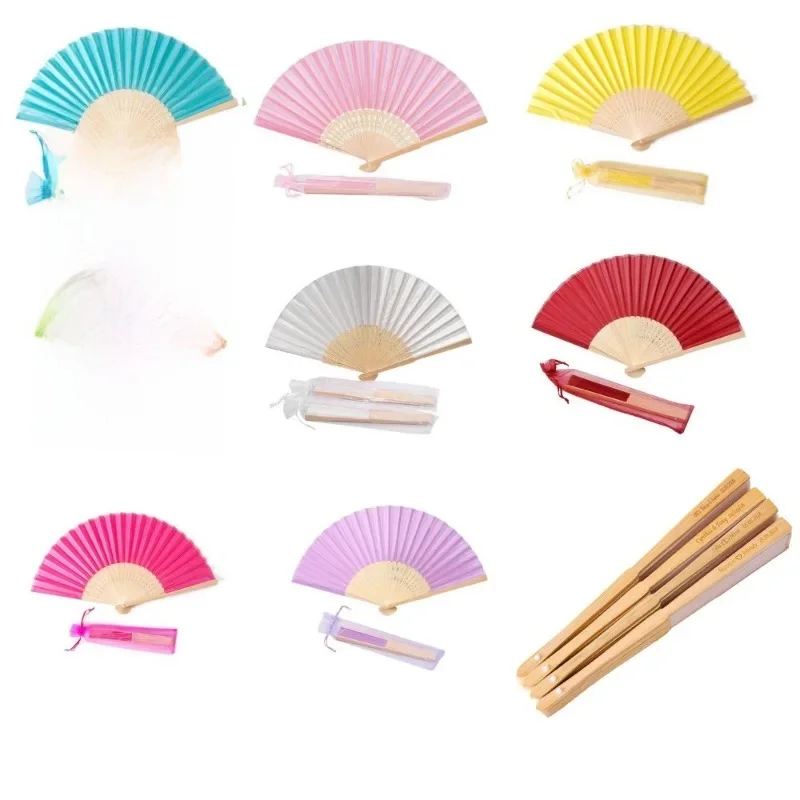 Éventail à main en soie gravé personnalisé, éventail pliable pour mariage, éventails Vintage, faveur de mariage personnalisé, 10 pièces, 30 pièces