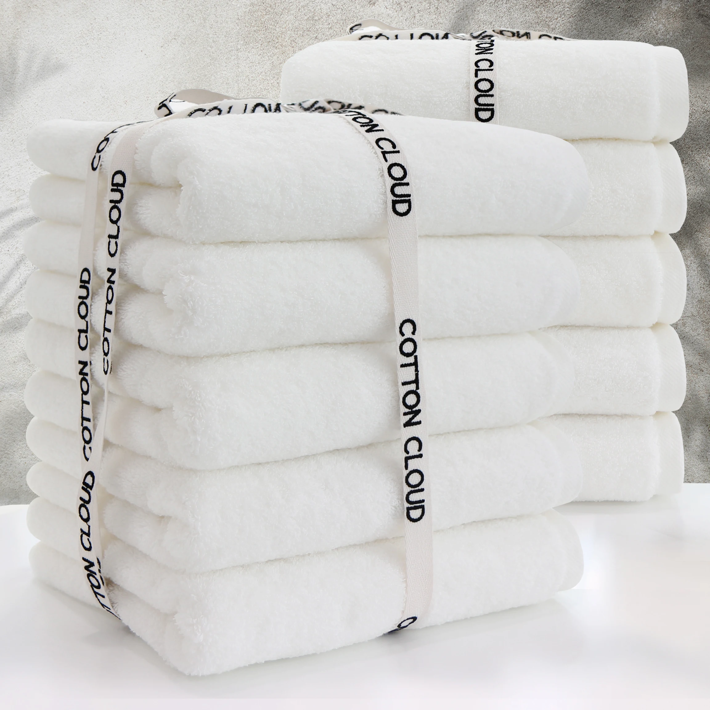 [Cotton Cloud] Very thick 220g 100% cotton, 40 number hotel towel, 5 sheets/10 White, bath towel, 40*80cm Cotton Cloud