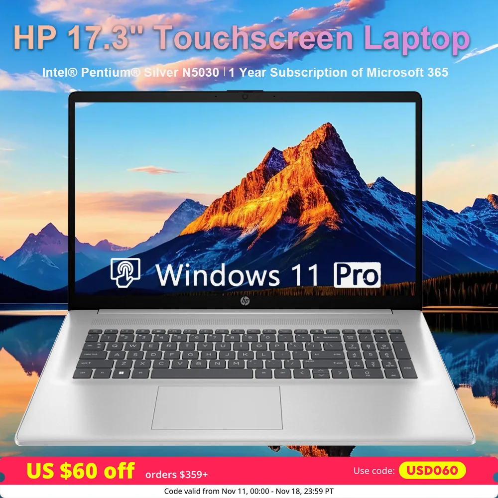 HP 17.3" 2024 Newest Touchscreen Laptop,HD+ Touchscreen Laptop, Intel Pentium Silver N5030,32GB RAM, 2TB SSD,Windows 11 Pro