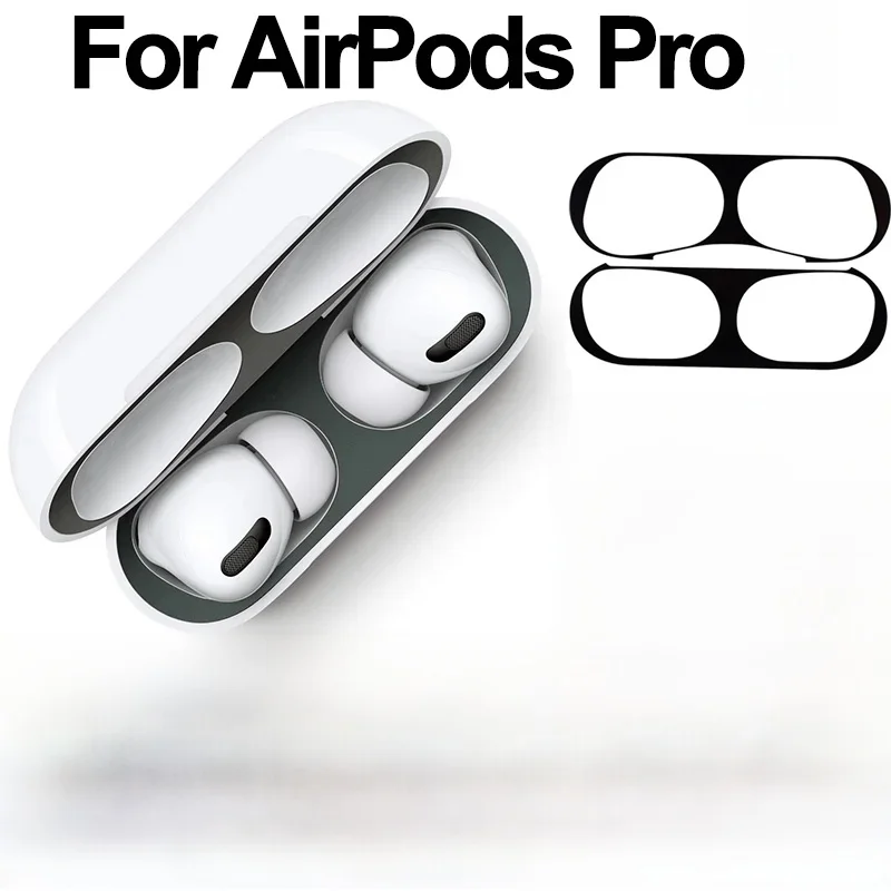 Étui autocollant Anti-poussière en métal pour Apple AirPods Pro 2, protection Anti-poussière, oreillettes, Film, boîte d'écouteurs, accessoires