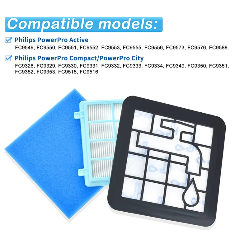 Éponge filtrante Hepa de rechange pour Philips, pour appareil photo Compact, FC9332 / 09 FC9330 / 09 FC9353 / 01 FC9331 / 07 FC9515