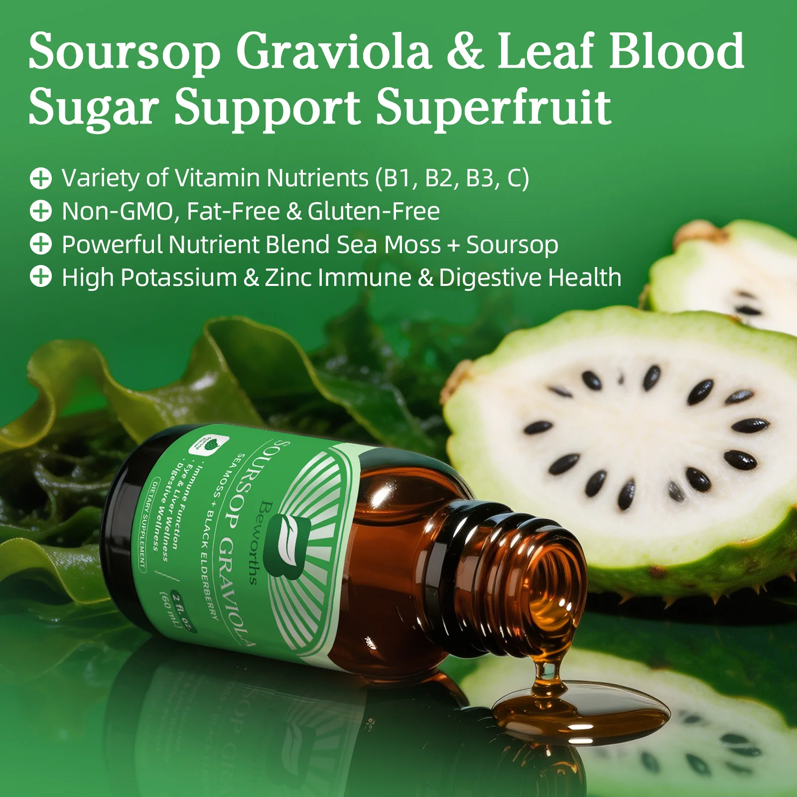 Health Wellness & Nutrition Center Llc - BEWORTHS Gouttes d'extrait de corossol (graviola)