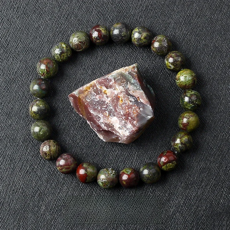 Natürliche Drachen Blut Stein elastische Armbänder Frauen Männer Charme Dinosaurier Jaspis Perlen