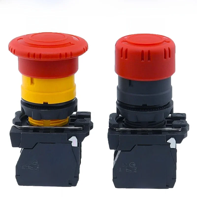 1 pièces XB5 AS542 arrêt d'urgence en plastique tête de champignon rouge taille 30 40MM bouton poussoir interrupteur verrouillage NO NC normalement ouvert AS545 22mm ZB5