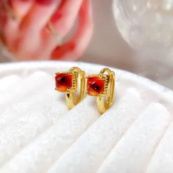KJJEAXCMY Brand Boutique Jewelry 925 Sterling Silver Garnet Women's Multi Color Gemstone Luxury Exaggerated Earrings Girls