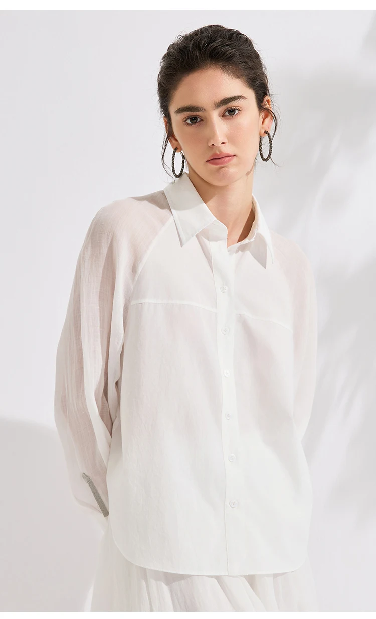KX7613727 Luxuriöses Damenhemd aus Ramie-Baumwoll-Lyocell-Mischung, Designer-Eleganz, Locker Geschnitten, Schicke Sommerbluse – Detail 7
