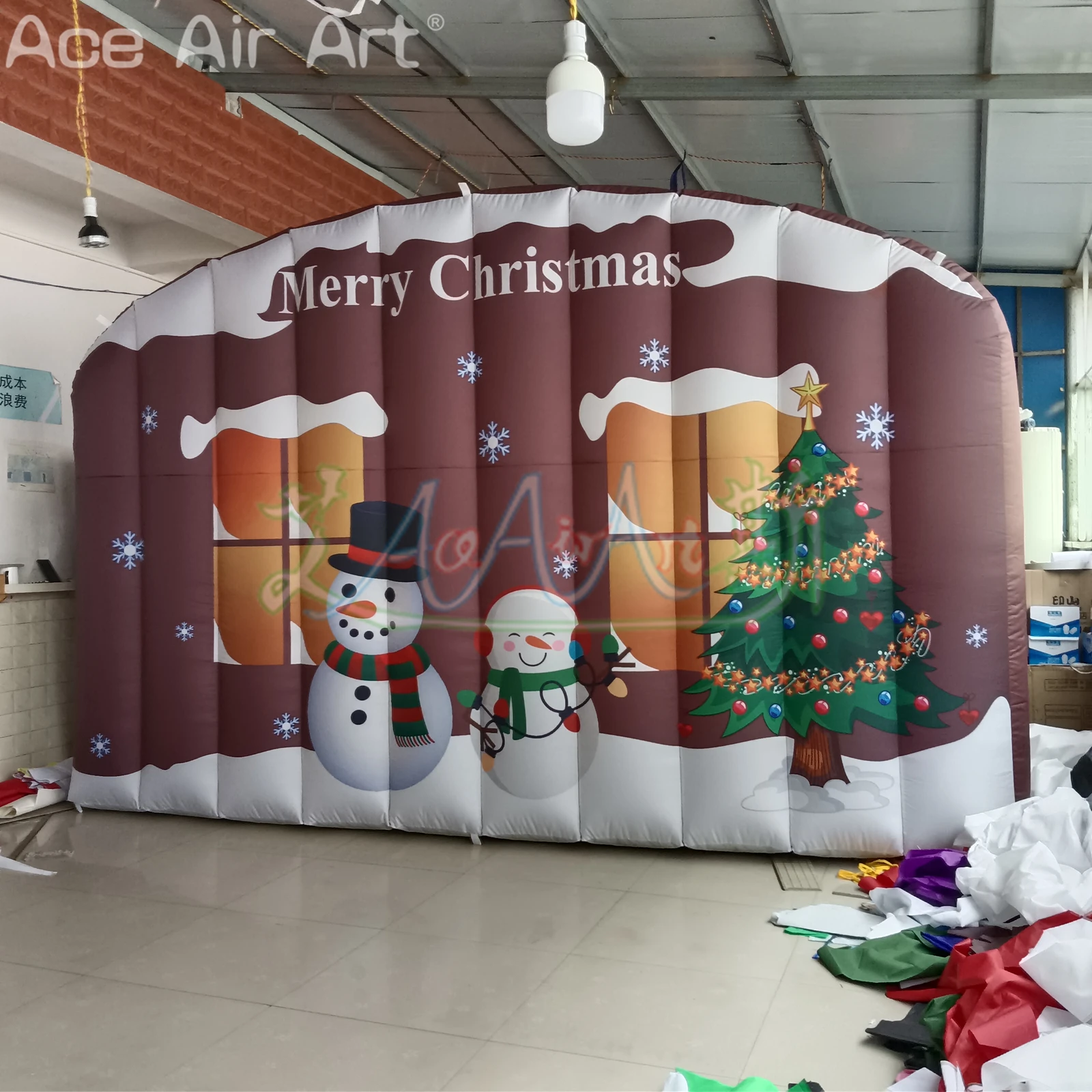 

4mW Inflatable Christmas Wall Party Decorative Backdrop Snowman Background for Xmas Display or Carnival Made by Ace Air Art