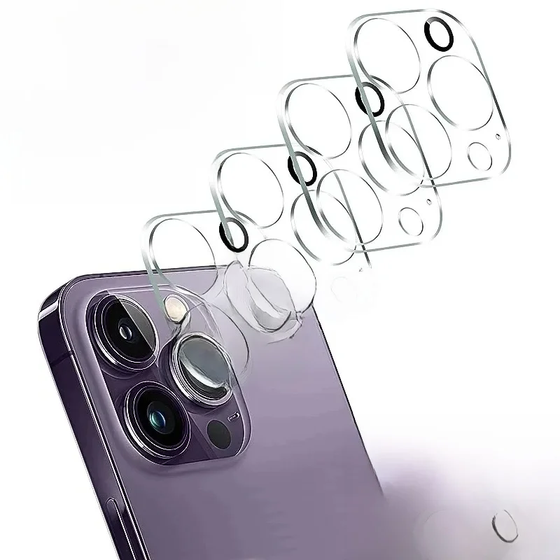 Protecteur d'objectif de caméra à couverture complète, 4 pièces, verre trempé pour IPhone 11 12 13 14 15 Pro Max Mini pour IPhone 16 Pro Max 14 Plus