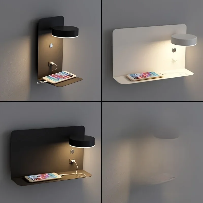 Led Wall Lamp Modern Simplicity Interior Wall Light Bedroom Night Lamp Bedside Lamp LED Light with Usb Mobile Phone Charging