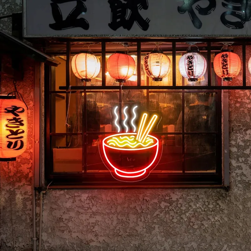 

Ramen Bowl LED Neon Sign, Custom Japanese Noodles Restaurant Neon Light Kitchen Wall Decor Japanese Food Bar Business Decor