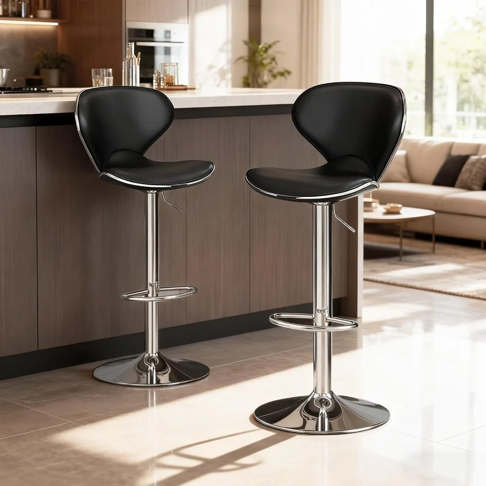 

Барные стулья, современные вращающиеся барные стулья с спинкой и подставкой для ног, регулируемые барные стулья из искусственной кожи, мягкие барные стулья.