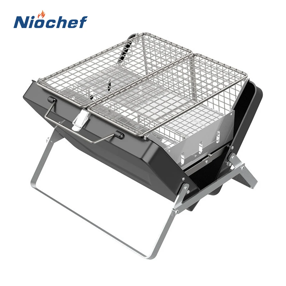 

New Outdoor Foldable BBQ Grills Charcoal BBQ Grill Barbeque Grill Camping Picnic Suitcase Barbecue Grill Burner Accessories Tool