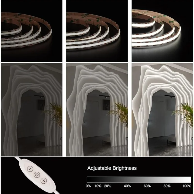 Imagem -02 - Usb Quente Branco Led Light Strip tv Backlight Regulável Flexível Cob Faça Você Mesmo Cozinha Quarto Casa 5v Cri90 +