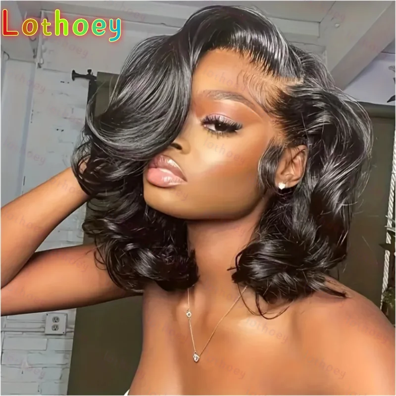 Body Wave Bob Wig  Transparent Lace Frontal Wig Brazilian Human Hair Wigs Remy Hair Body Wave Short Bob  Lace Front W