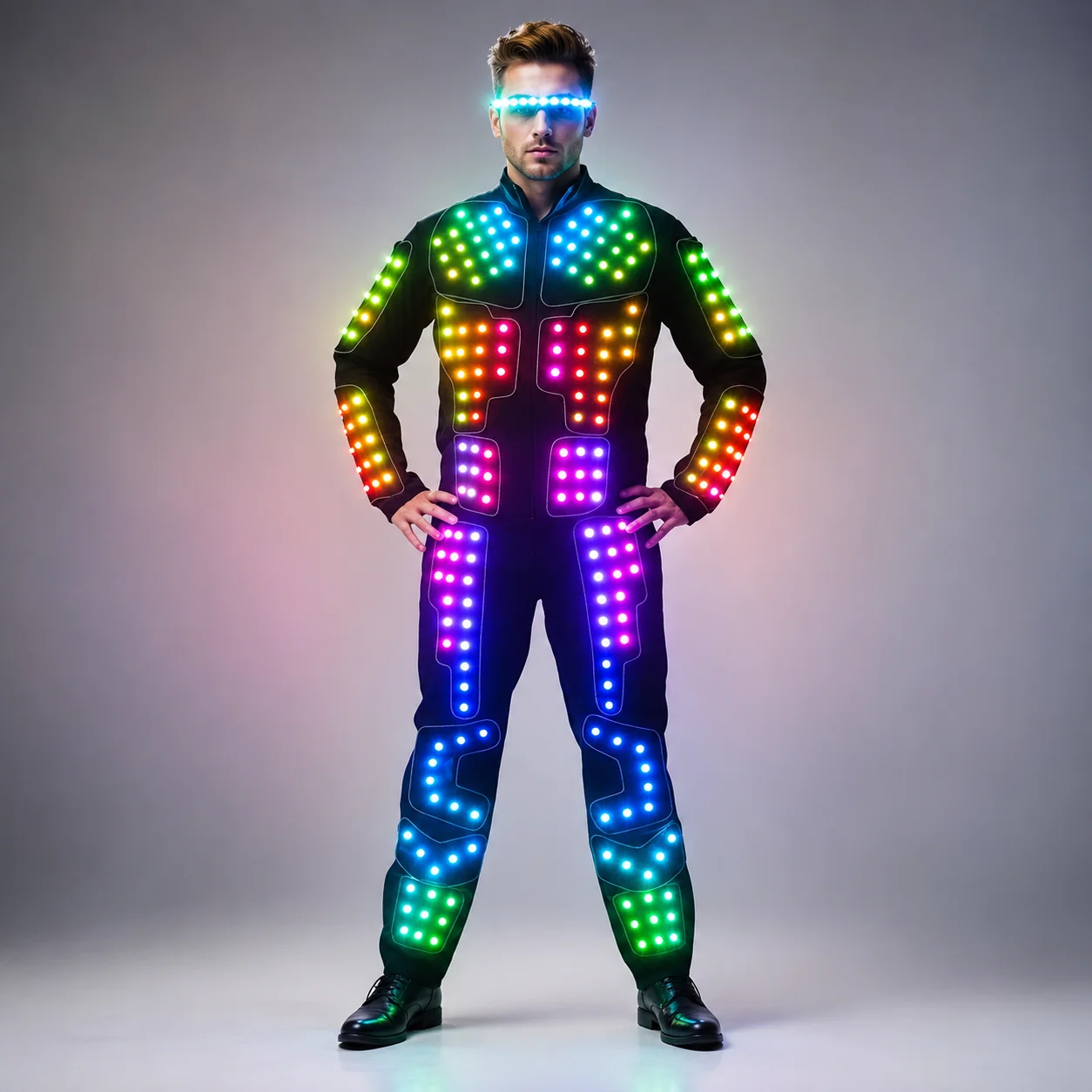 Full Color LED Robot Suit Stage Dance Costume Tron RGB Light up Stage Suit Outfit  Jacket Coat