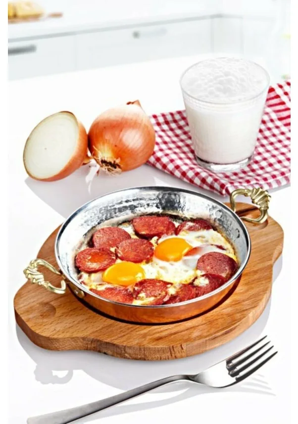 New 19 cm Turkish Copper Sahan Pan Egg Omelette Non-Stick Kitchen Scramble Egg Breakfast Non-Heat Handle Fast Shipping