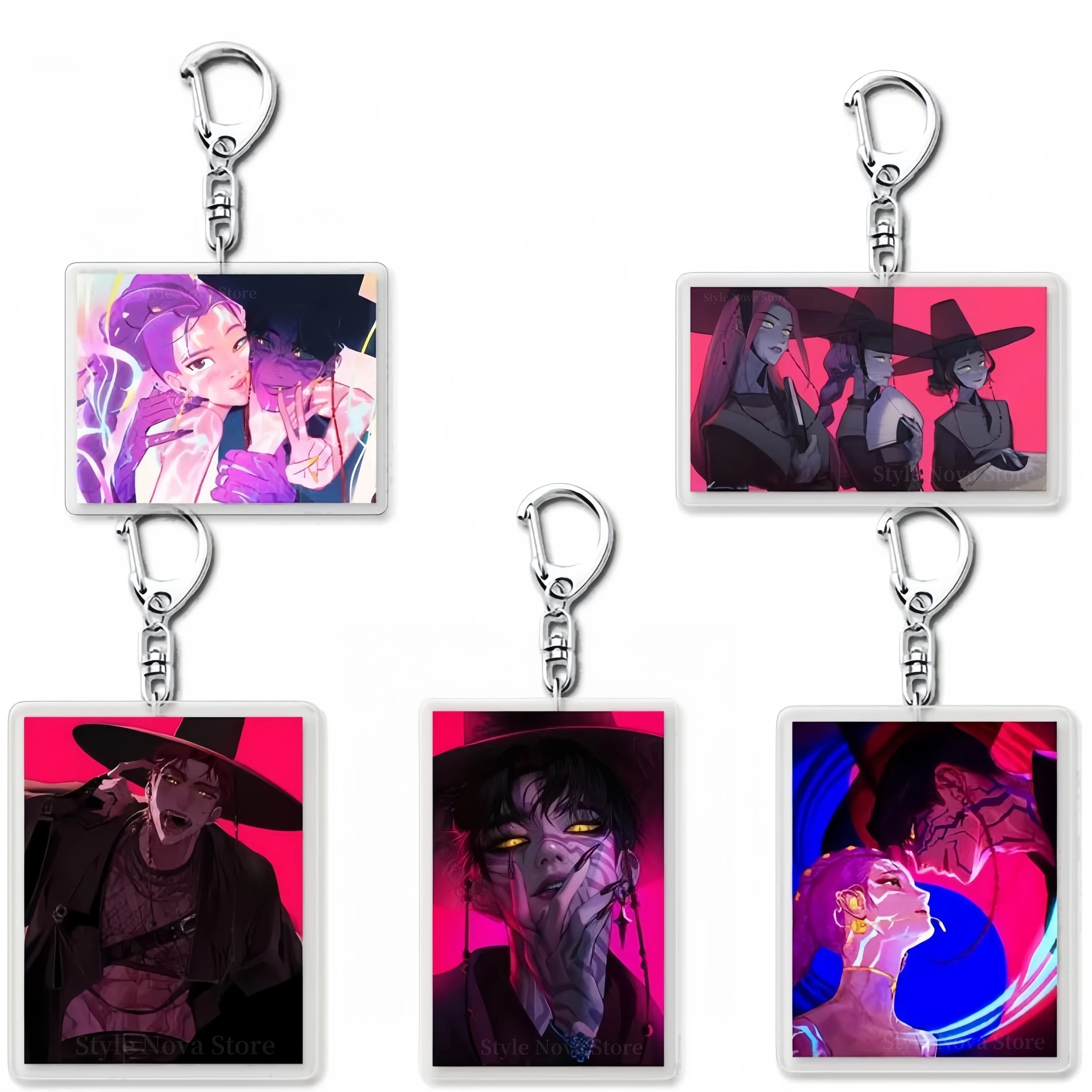 

Kpop Demon Hunters Rumi Huntrix Saja Boys Cosplay Keychain Acrylic Keyring Chain Jewelry Pendant Halloween Costume Accessories