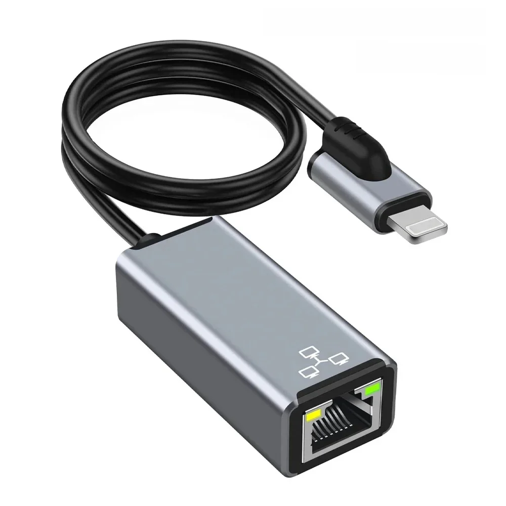 Internetowy adapter sieciowy RJ45 Ethernet LAN dla Lightning iPhone 14 13 12 11 8 7 6 5 /iPad/iPod z portem adaptera ładowania 20 W — zdjęcie produktu 7