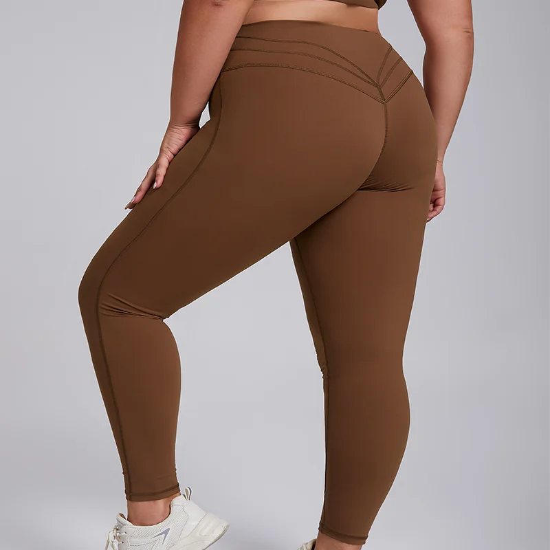 Plus Size High Waisted Yoga Pants for Women Breathable Sports Tights, Three Line Hip Lifting Fitness Pants