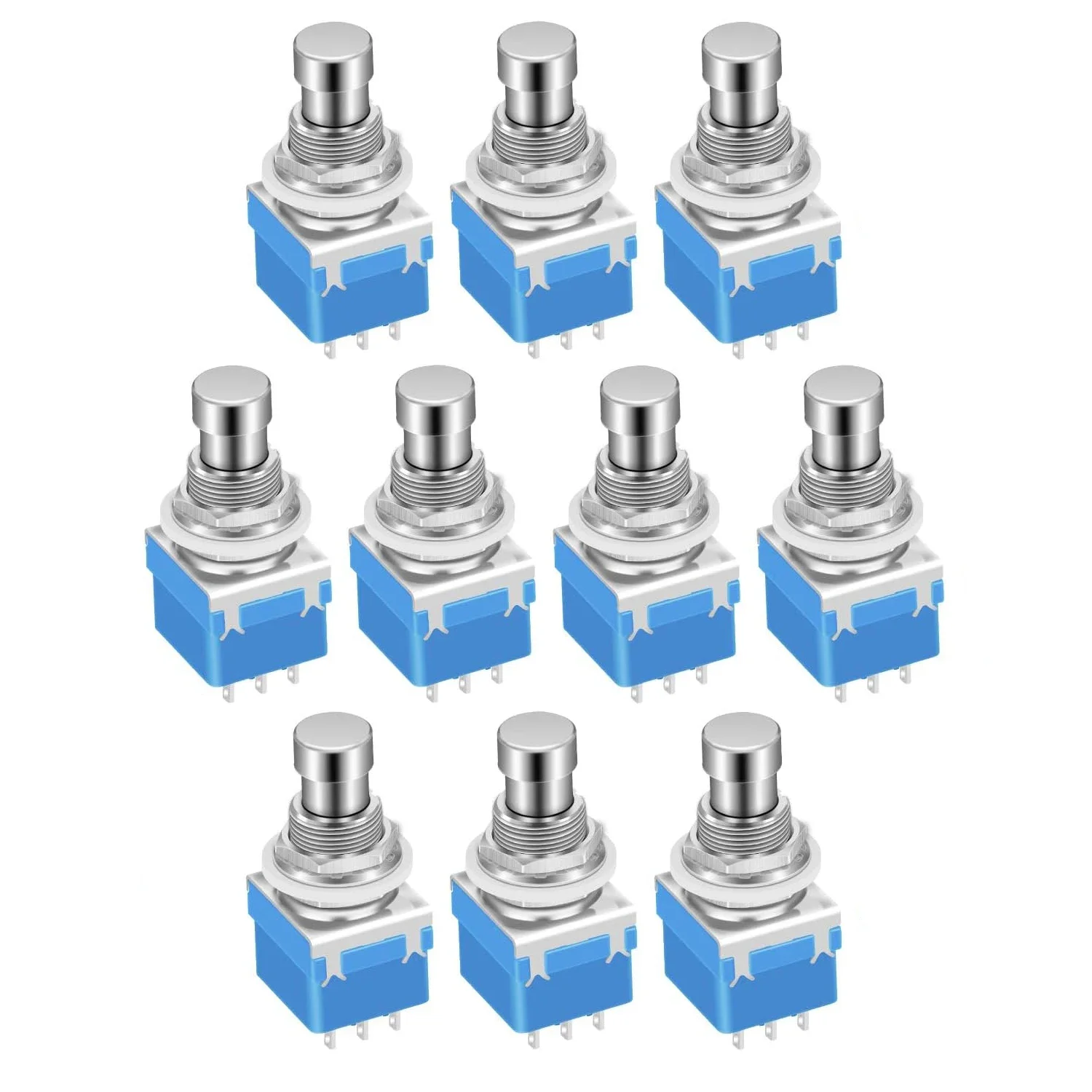 DaierTek 10PCS Gitarre Effekt Pedal 3PDT Fußschalter 9 Pin Latching Stomp Push Button Fuß Schalter True Bypass Solder Lugs