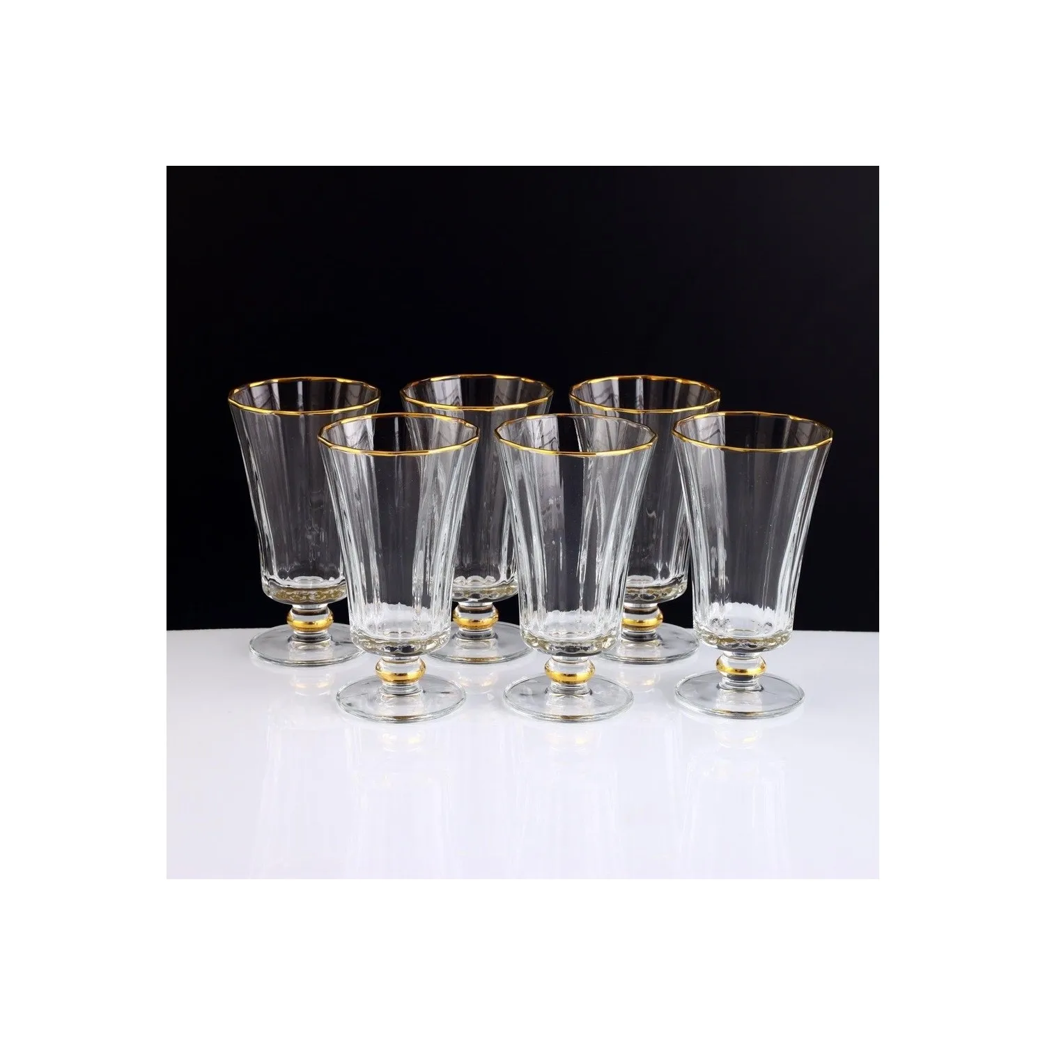 6 Piece Gold Gilded Coffee Side Water Glasses Elegant Colored Glass Set for 6 people Free Fast Shipping