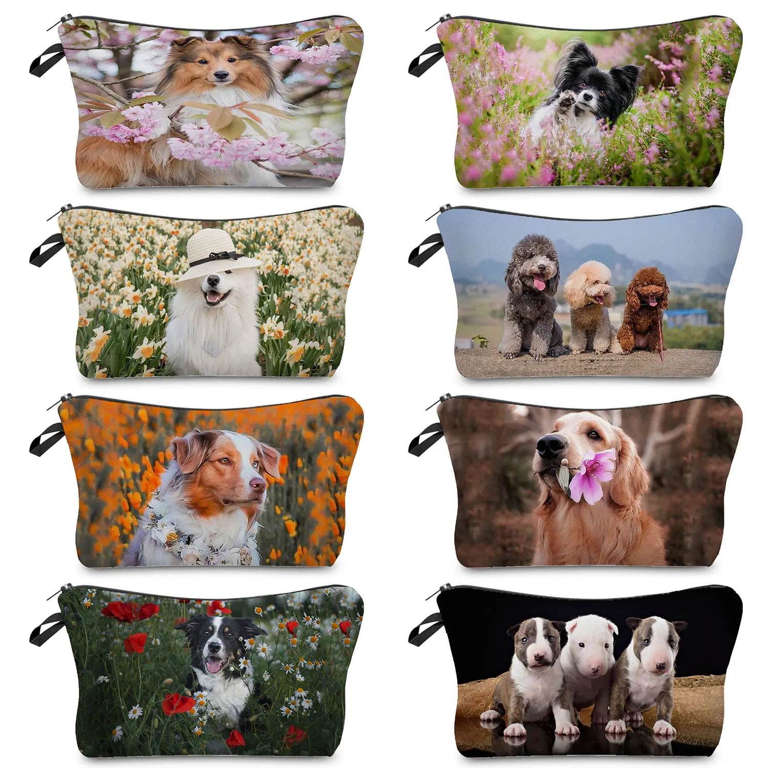 Makeup Bag Cute Animal Portable Women Cosmetic Bag Chihuahua Samoyed Dog Printed Travel Organizer Foldable Toiletry Bag Fashion