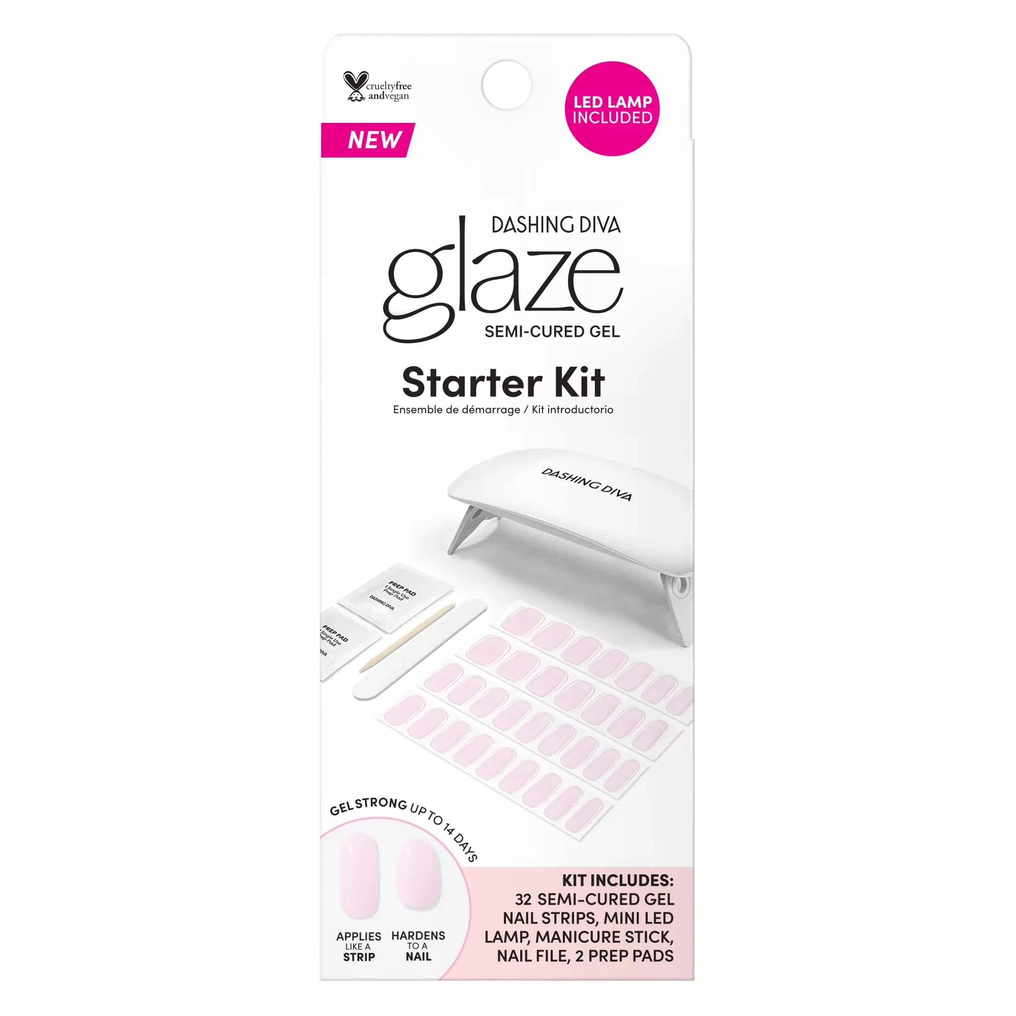 Dashing Diva Glaze LED Semi Cured Gel Starter Kit Powder Pink