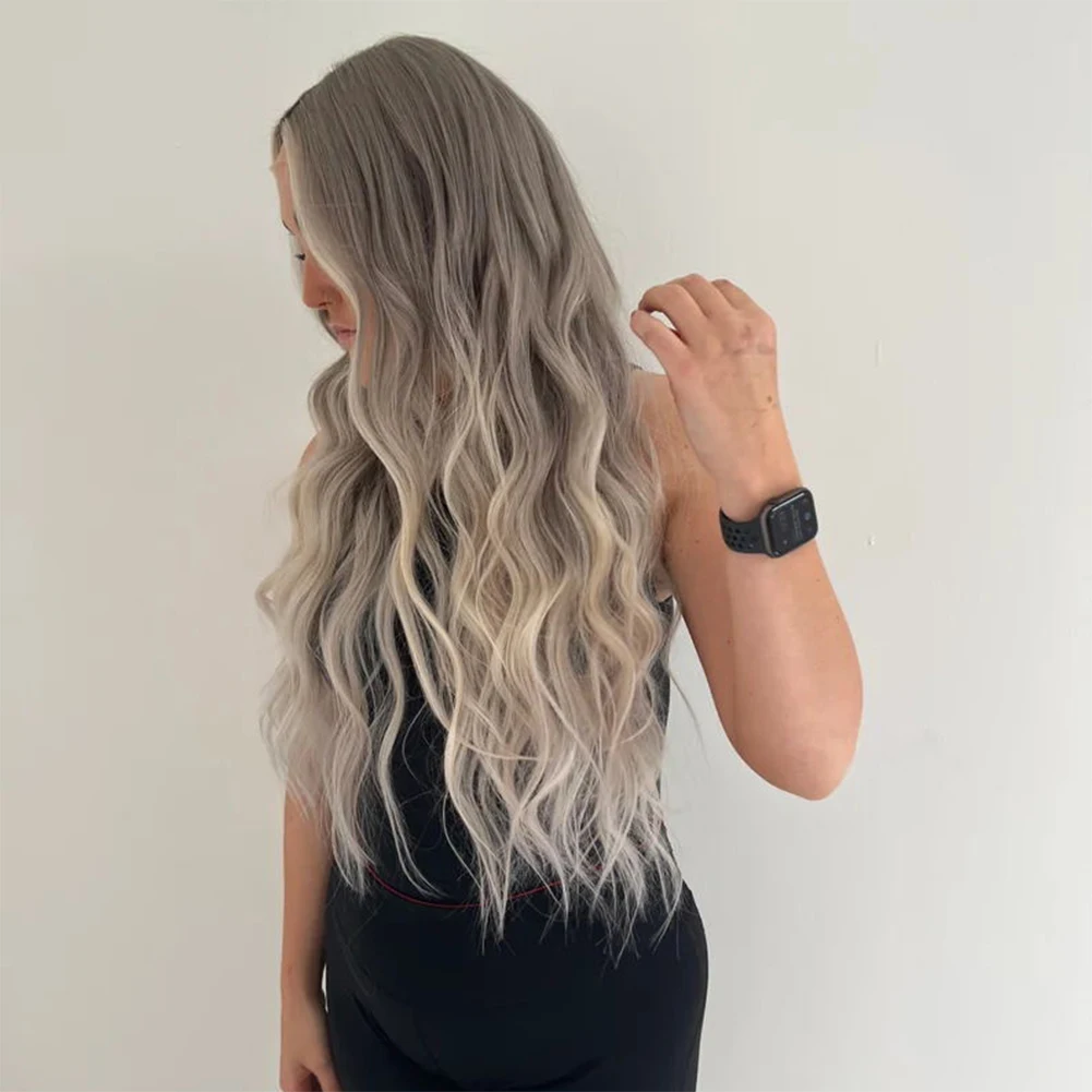 150/180/200 Balayage Medium Silber Grau Wurzel Ashy Blonde Spitze Front Perücke Pre-gezupft Menschenhaar Perücken Reines haar Wellig 13x 4/13x6