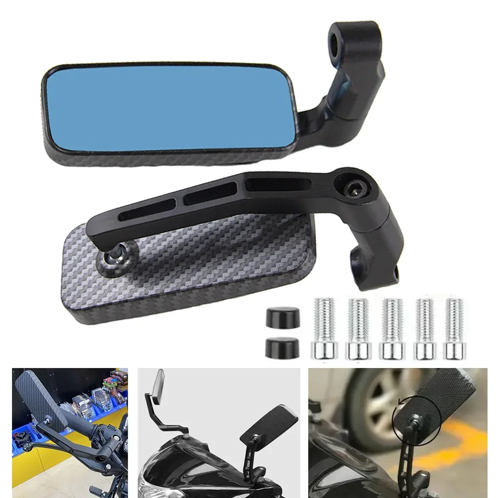 AliExpress 1 Pair Motorcycle Bar End Side Rearview Mirrors For Scooter ATV Motorbike Bike Handlebar Anti-Glare Blue Glass Rear View Mirror