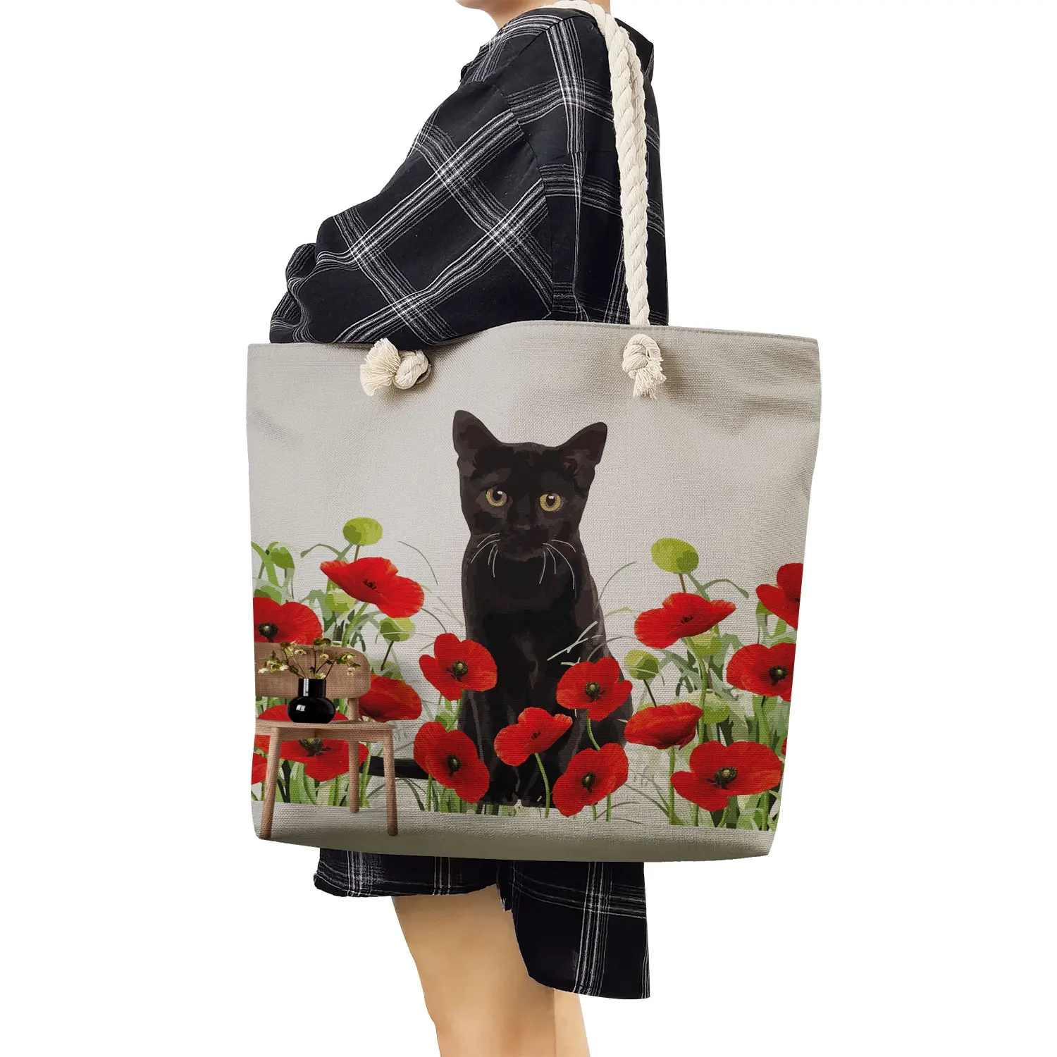 Cartoon Creative Cat Print Shopping Bags designer stile giapponese borse da donna di grande capacità borse riutilizzabili ecologiche portatili