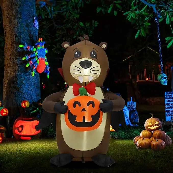 

Inflatable Halloween Vampire Beaver Decoration with LED Lights for Party Garden