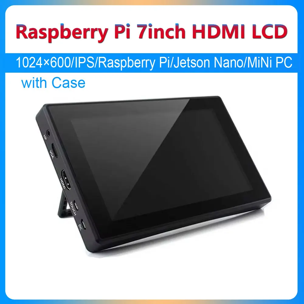 Raspberry Pi 7inch HDMI LCD TouchScreen (H) with Case IPS Display 1024×600Pixel Support Raspberry Pi/Jetson Nano/PC/Game Console