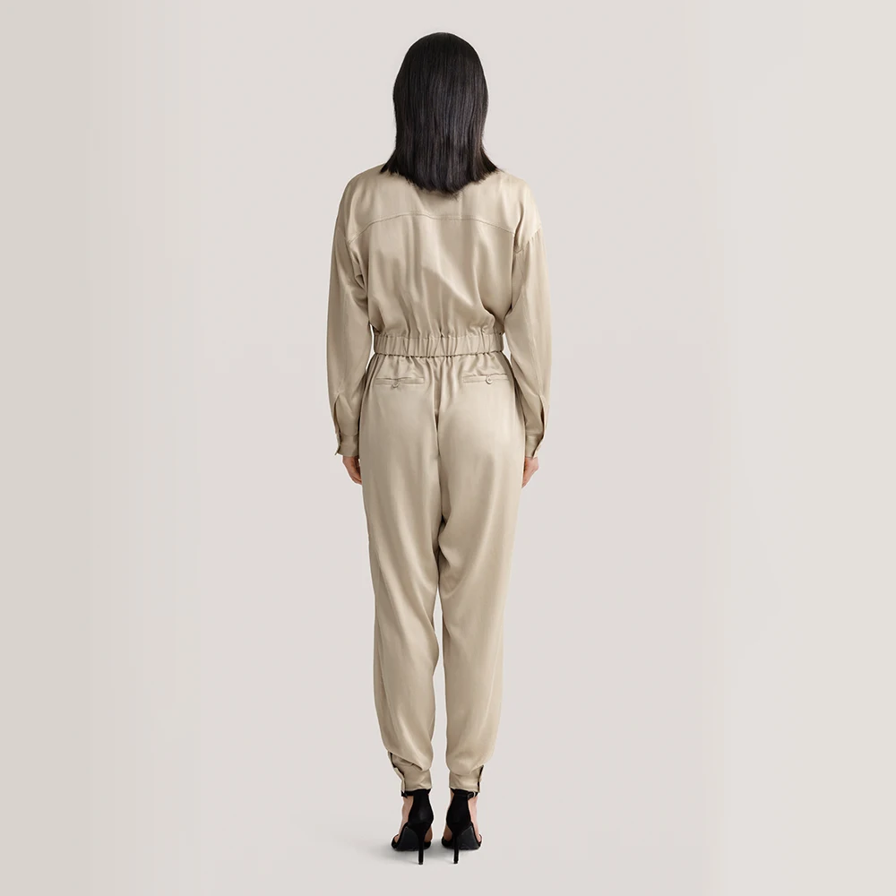 LILYSILK Women Silk Cargo Jumpsuits 2022 New Pocket Designed Elastics Waist Full Length Rompers Lady Y2k Bottoms Free Shipping