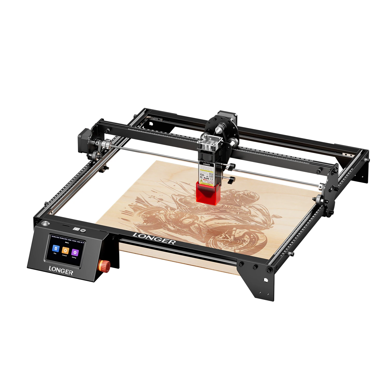 LONGER RAY5 10 W Lasergravierer Gravurschneidemaschine mit Touchscreen 400 x 400 mm DIY Metall Holz Leder Kunststoff Druckwerkzeug